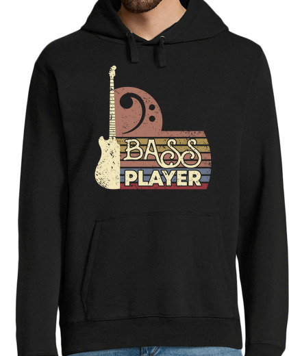 Sweat-shirt À Capuche Pour Homme bassiste vintage clé de basse