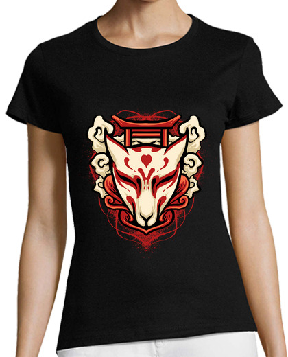 Image of japanese kitsune fox mask with torii