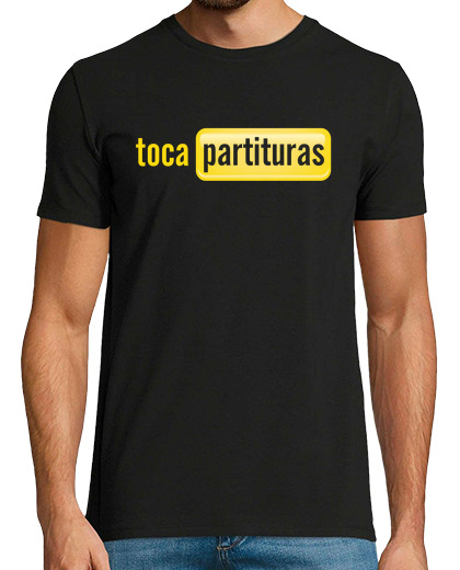 Image of tocapartituras logo shirt guy, manga black short, extra quality