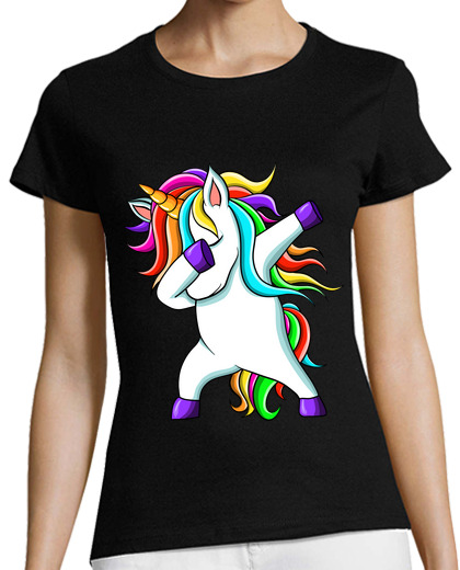 Image of funny cute rainbow dabbing unicorn