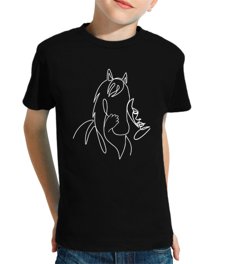 Tee Shirt Pour Enfant Manche Courte cheval lineart