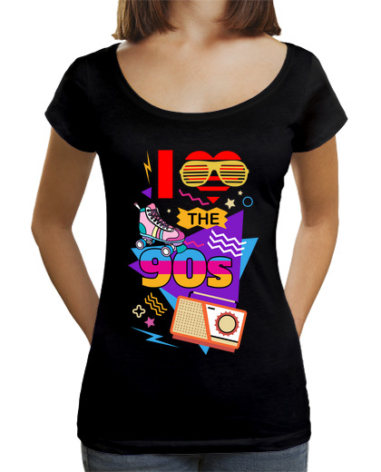 T-shirt Femme Col Ample Loose Fit I love the nineties I love the 90s Party