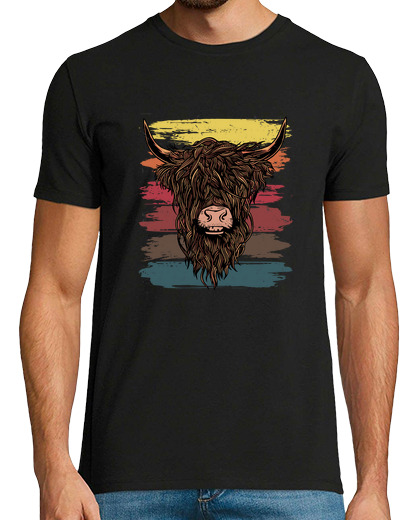 Image of Scottish Highland Cow Retro
