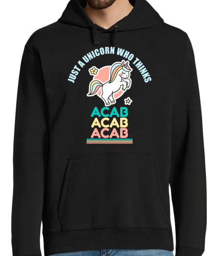 Sweat-shirt À Capuche Pour Homme juste une licorne qui pense acab