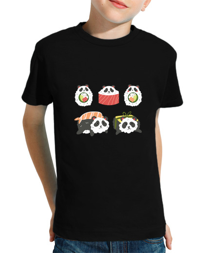 Tee Shirt Pour Enfant Manche Courte panda sushi câlin animal mignon mak i l