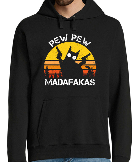 Sweat-shirt À Capuche Pour Homme Pew Pew Madafakas chat drôle