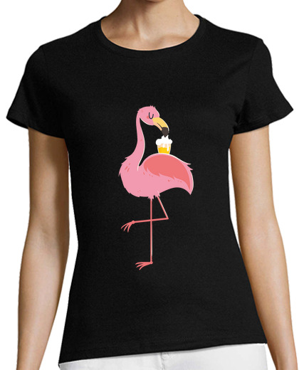Image of flamingo drinking beer funny pink