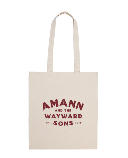 Image of amann label logo garnet tote bag, natural color