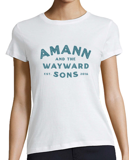 Image of amann label turquoise logo. woman, manga , white, organic cotton