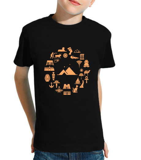 T-shirt bambino manica corta egitto piramide tempio egizio