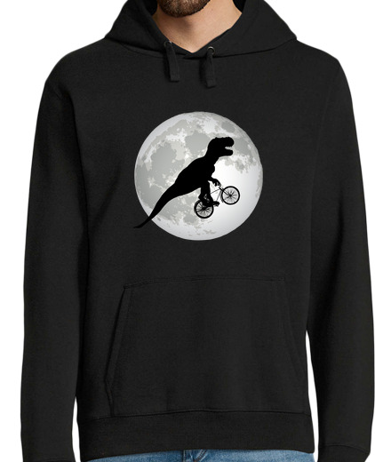 Sweat-shirt À Capuche Pour Homme dino sur un vélo au clair de lune