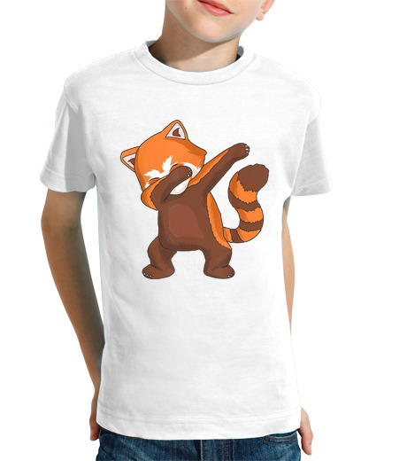 T-shirt bambino manica corta panda rosso tamponando