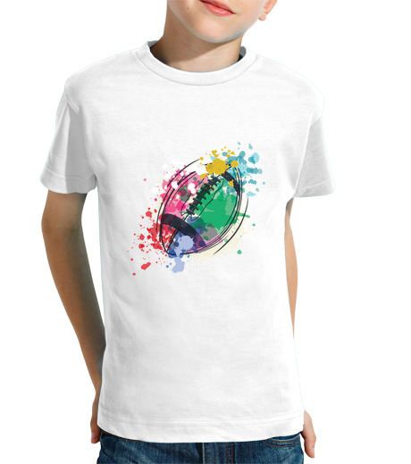 Tee Shirt Pour Enfant Manche Courte rugby aquarelle