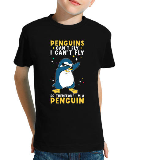 T-shirt bambino manica corta pinguino divertente dicendo che il ping