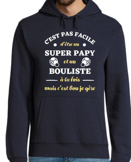 Sweat-shirt À Capuche Pour Homme super papy bouliste humour petanque