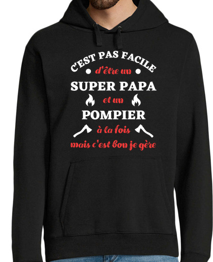 Sweat-shirt À Capuche Pour Homme super papa pompier humour pompier