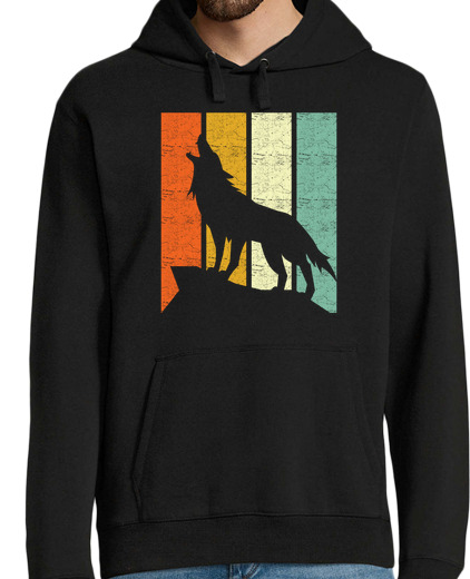 Sweat-shirt À Capuche Pour Homme loup rétro