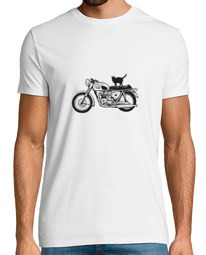 Tee Shirt Homme Manche Courte chat motard