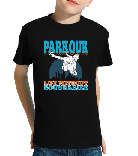 T-shirt bambino manica corta tassa di parkour in esecuzione