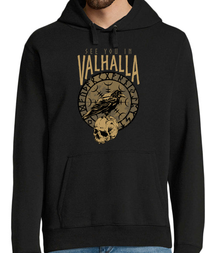 Sweat-shirt À Capuche Pour Homme viking huginmunin odin aegishjalmur