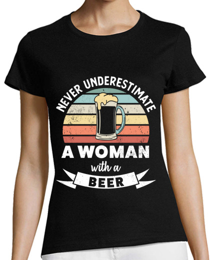 Image of woman with a beer funny drinking gift