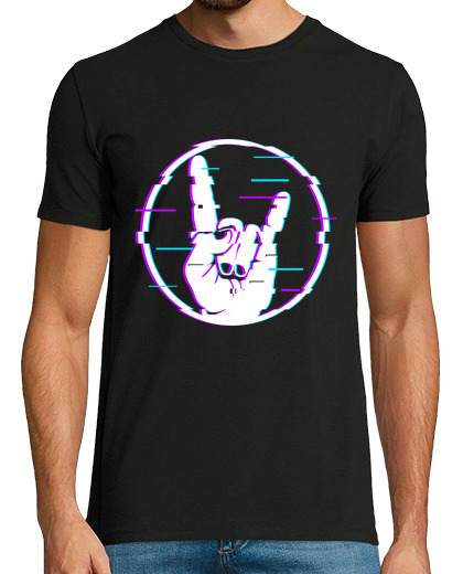 Image of glitch sign of the horns sign hand rock