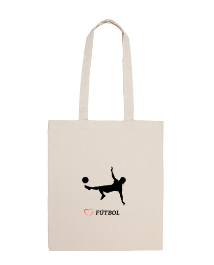 Image of cloth bag, natural color love football