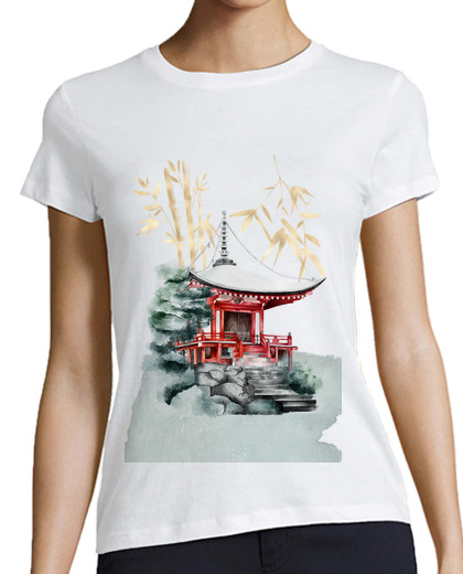 Image of japanese temple and bamboo gold