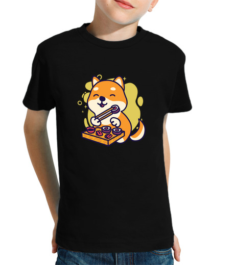 T-shirt bambino manica corta sushi carino per cani shiba