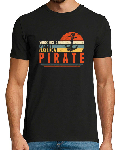 Image of boat captain shirt work like captain play like pirate seaman pirate tee leader anchor tee navy marin