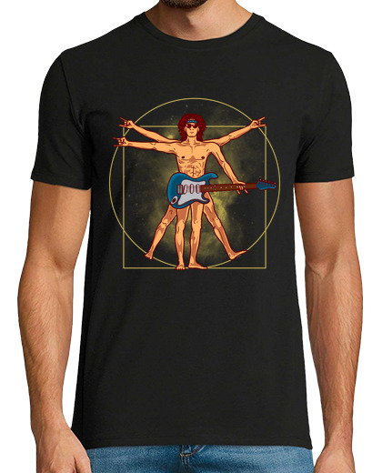 Image of vitruvian man electric guitar funny music