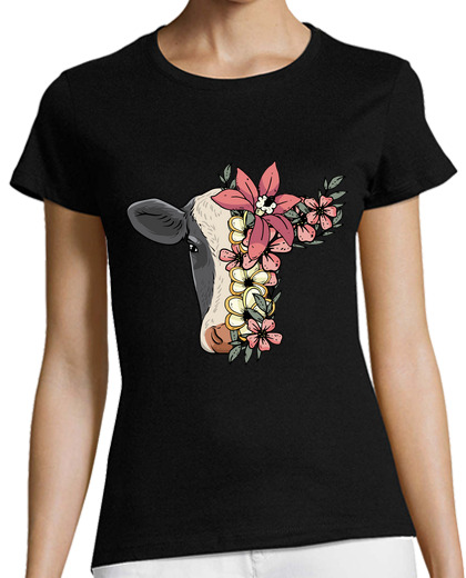 Image of cow with flowers farmer cow breeder cow