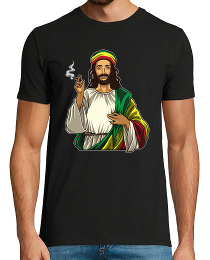 Image of rasta jesus smokes weed cannabis lord