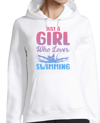 Sweat-shirt À Capuche Pour Femme juste une fille qui love nager