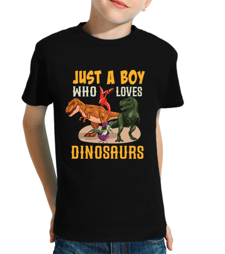 T-shirt bambino manica corta solo un ragazzo che amore s dinosauro S