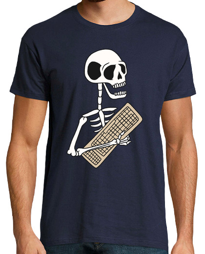 Image of skeleton geek keyboard pc computing humor programmer geek halloween