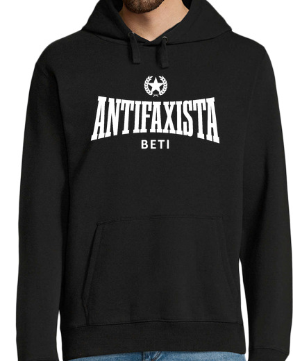 Image of black sweatshirt h - antifaxista beti blanco