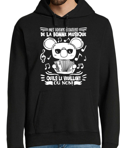 Sweat-shirt À Capuche Pour Homme Accordeon Koala Musicien Accordeoniste