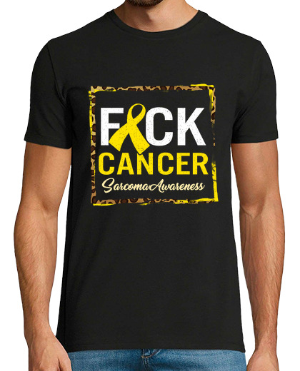Image of fuck cancer sarcoma bone cancer awareness motivational tee yellow ribbon shirt bone cancer warrior s