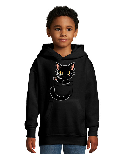 Sweat À Capuche Pour Enfant poche mignon chat noir