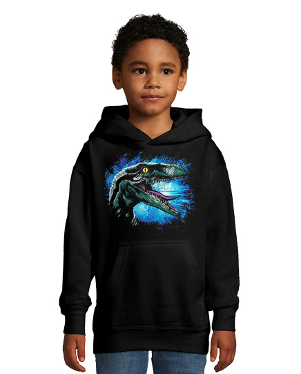 Sweat À Capuche Pour Enfant bleu velociraptor