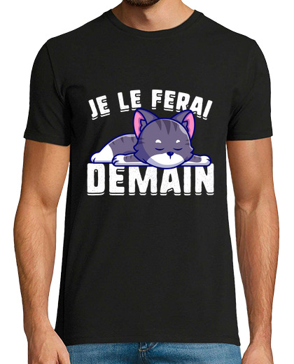 Image of chat tshirt je le ferai demain mignon chaton fatigu tee shirt pour femmes enfants cadeau danniversai