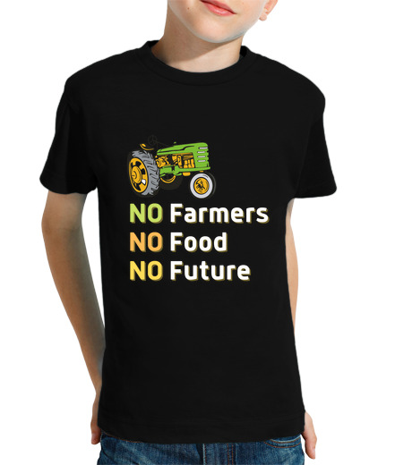 Tee Shirt Pour Enfant Manche Courte nofarmers nofood nofuture avec tracteur