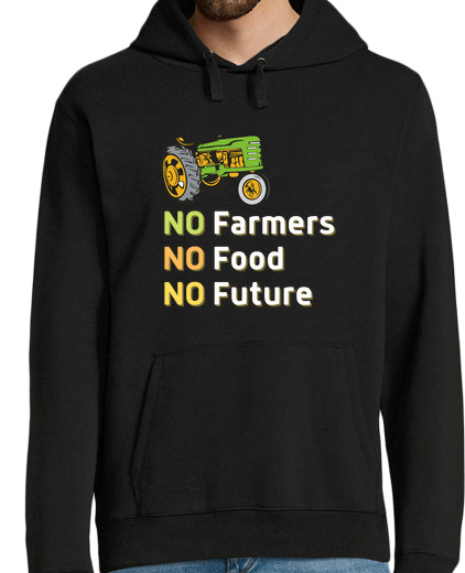 Sweat-shirt À Capuche Pour Homme nofarmers nofood nofuture avec tracteur