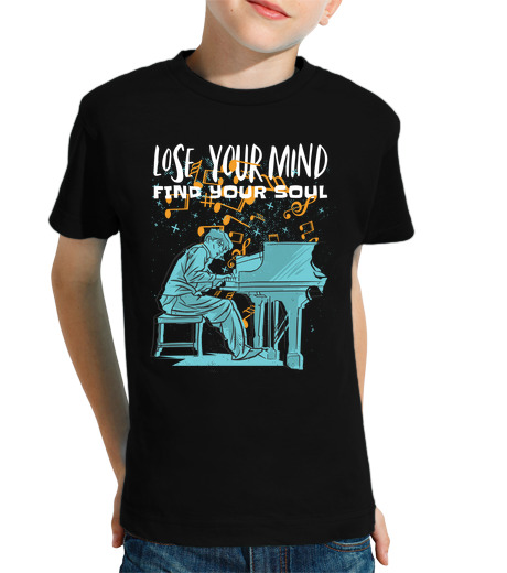 Tee Shirt Pour Enfant Manche Courte esprit soul musicien pianiste musique n