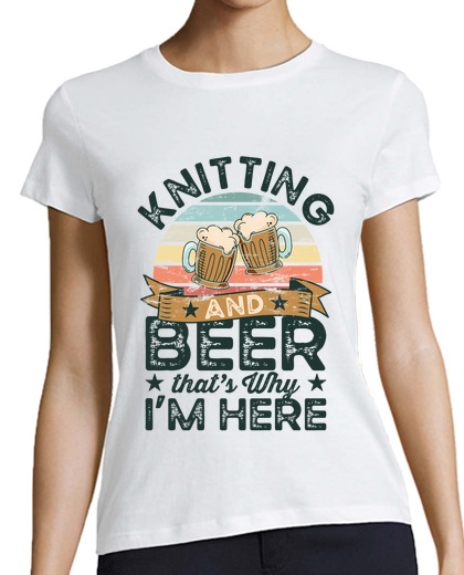 Image of knitting and beer thats why im here