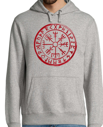 Sweat-shirt À Capuche Pour Homme boussole vegvísir viking - édition sang