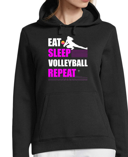 Sweat-shirt À Capuche Pour Femme manger dormir volley-ball répéter année