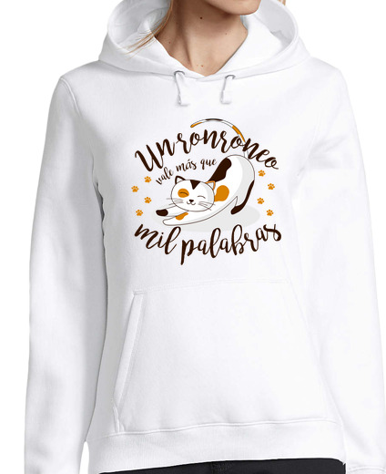 Sweat-shirt À Capuche Pour Femme ronronne blanc