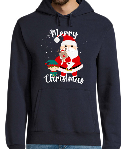 Sweat-shirt À Capuche Pour Homme père noël elfi et mini rudolph